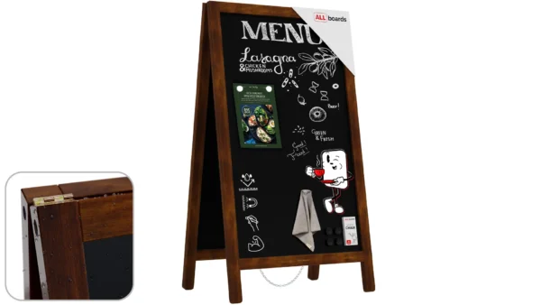 Magnetic Waterproof Chalk A-Board / Pavement Sign 80x45 cm – CLASSIC BROWN + FREE ACCESSORIES