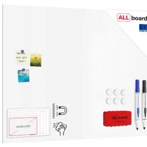 Frameless SLIMboard Magnetic Whiteboard 120x90 cm + FREE Accessories