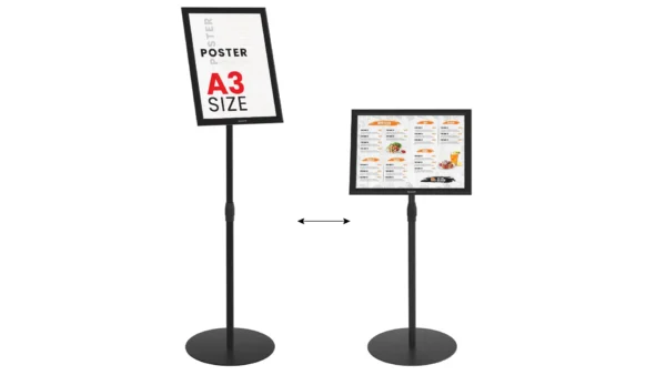 Snap Frame Information Stand – BLACK Aluminium Frame - A3 size