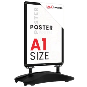 Water base Snap Frame Pavement Sign – BLACK Aluminium Frame – A1 Size
