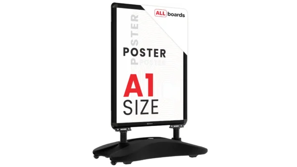 Water base Snap Frame Pavement Sign – BLACK Aluminium Frame – A1 Size