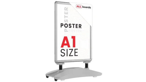 Water base Snap Frame Pavement Sign – SILVER Aluminium Frame – A1 Size