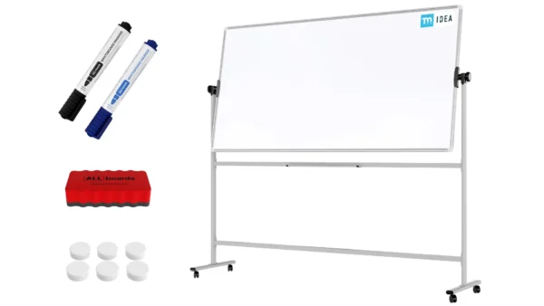 TM Idea Mobile Whiteboard – Double-Sided, Rotating, Magnetic, Dry-Wipe – 200x100 cm - FLEX Series