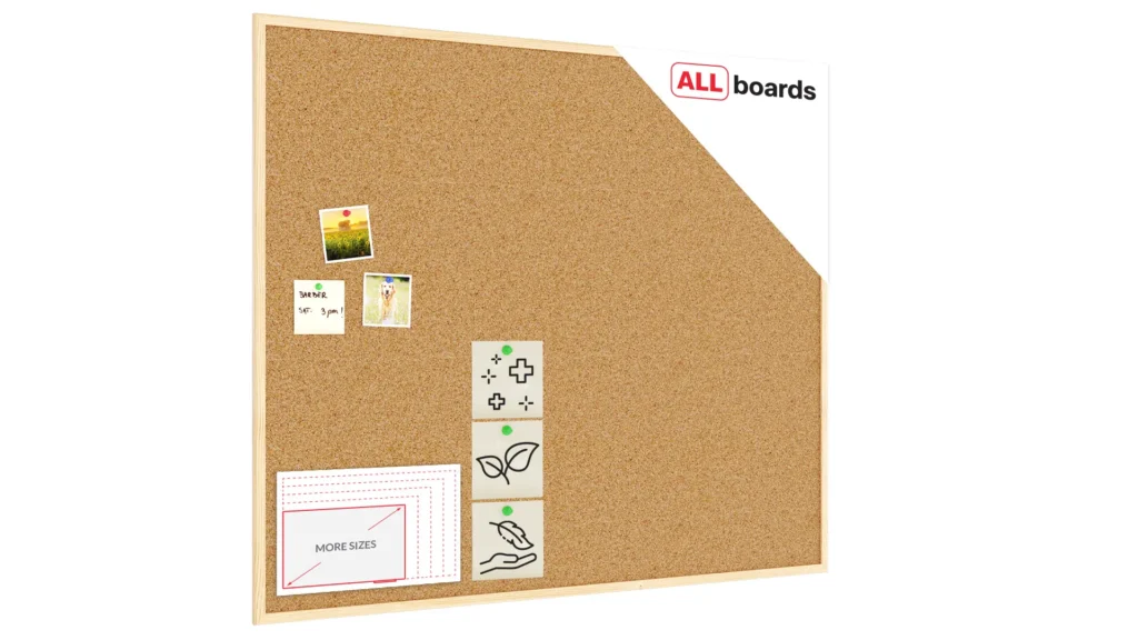 Cork Noticeboard 120x100 cm in Natural Wooden Frame