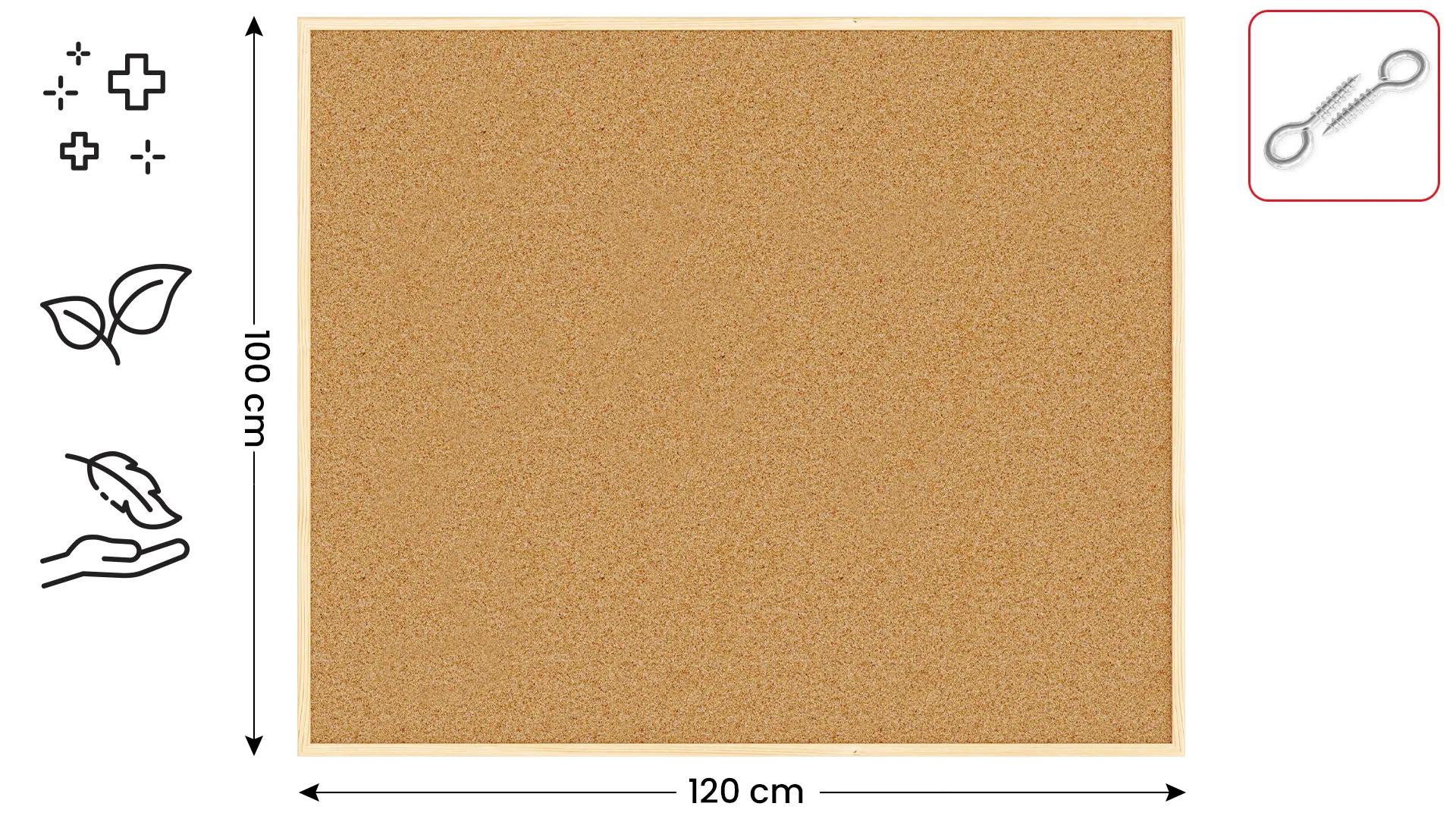 Cork Noticeboard 120x100 cm in Natural Wooden Frame