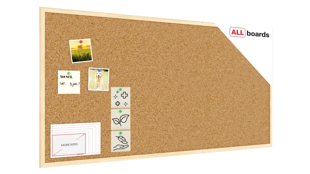 Cork Noticeboard 120x60 cm in Natural Wooden Frame