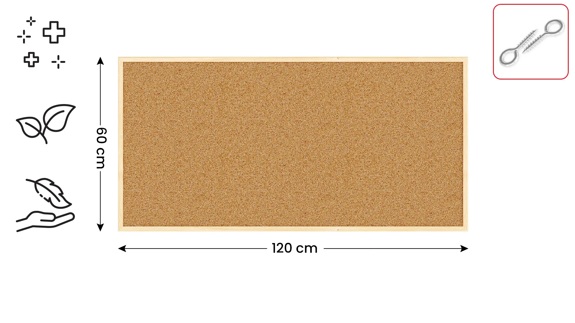Cork Noticeboard 120x60 cm in Natural Wooden Frame