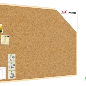 Cork Noticeboard 120x80 cm in Natural Wooden Frame + FREE Accessories