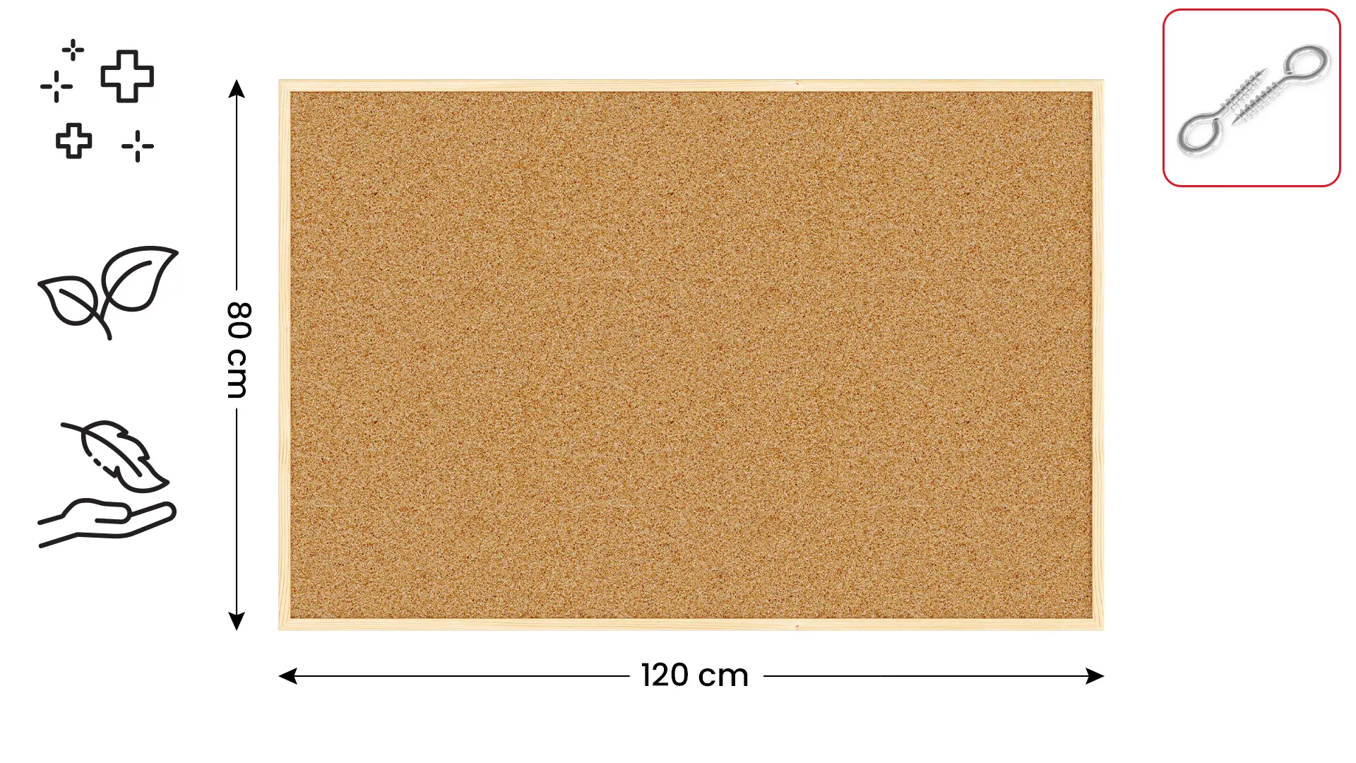 Cork Noticeboard 120x80 cm in Natural Wooden Frame