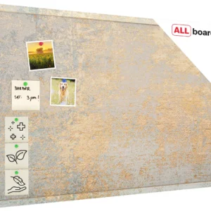 Cork Board with Print – CONCRETE & GOLD, 90x60 cm, Wooden Frame