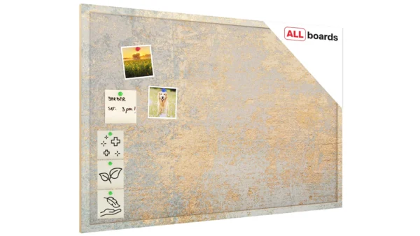Cork Board with Print – CONCRETE & GOLD, 90x60 cm, Wooden Frame