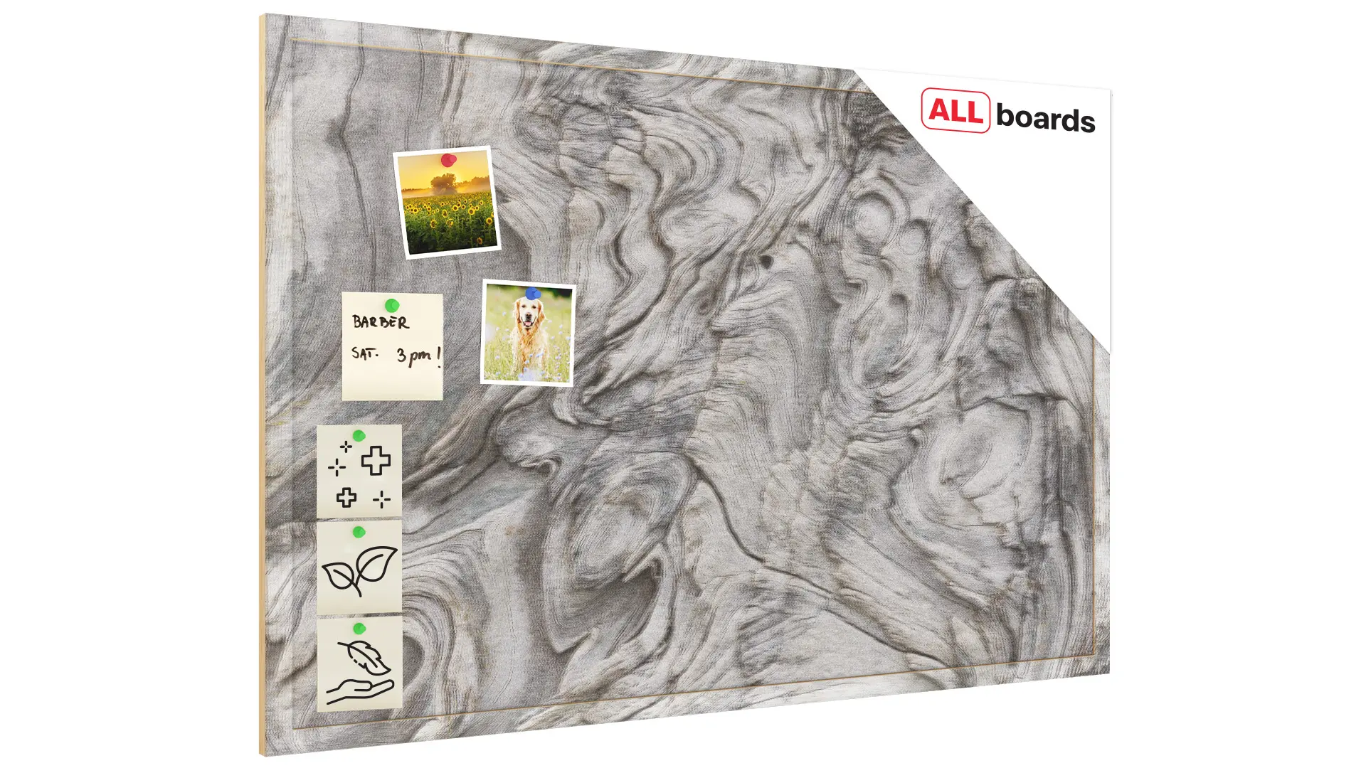 Cork Board with Print – SUN-BLEACHED WOOD, 90x60 cm, Wooden Frame