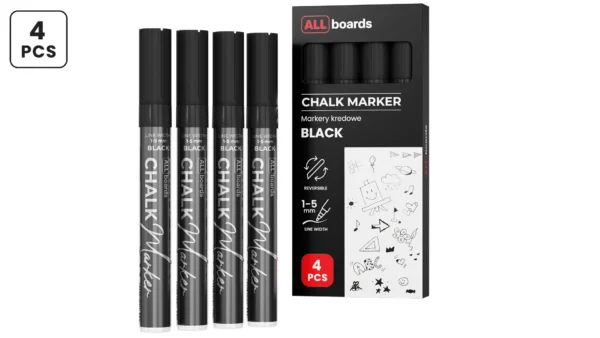 ALLboards Chalk Marker Set - 4 pcs, Black