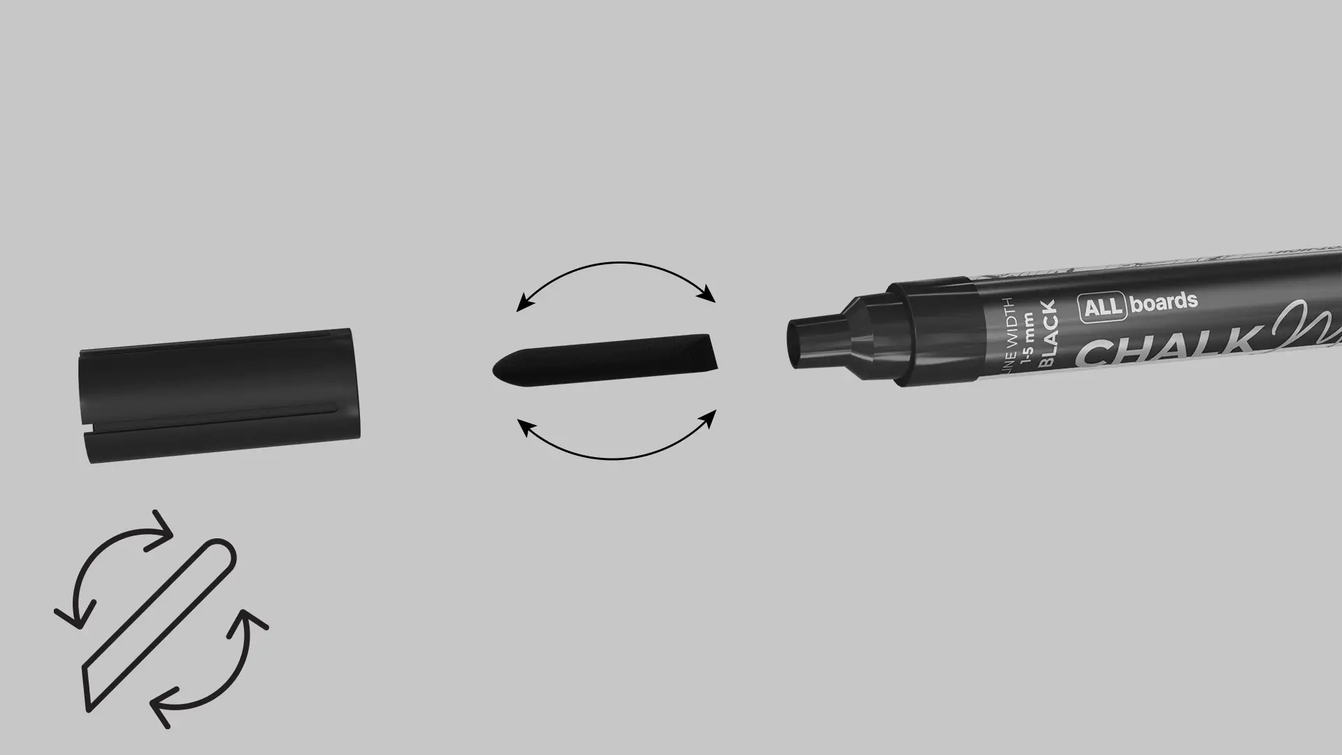 ALLboards Chalk Marker Set - 4 pcs, Black - Image 4