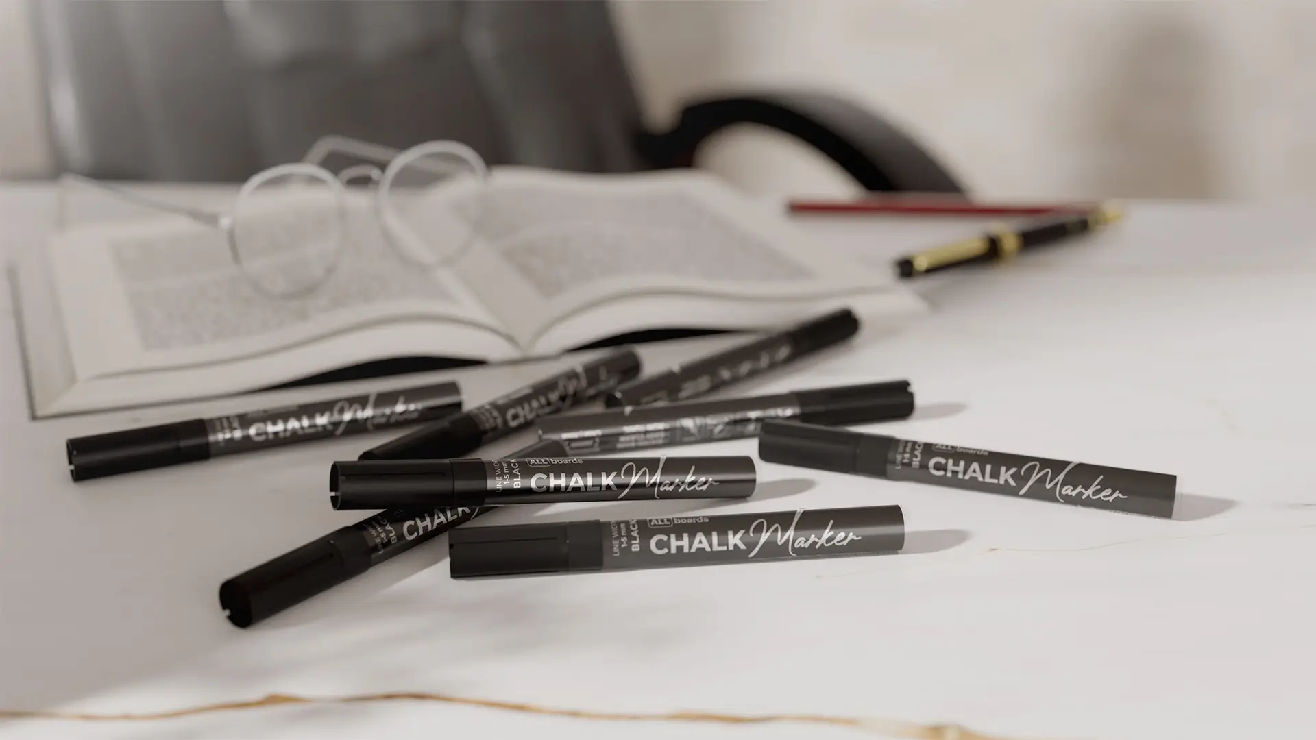 ALLboards Chalk Marker Set - 4 pcs, Black - Image 8