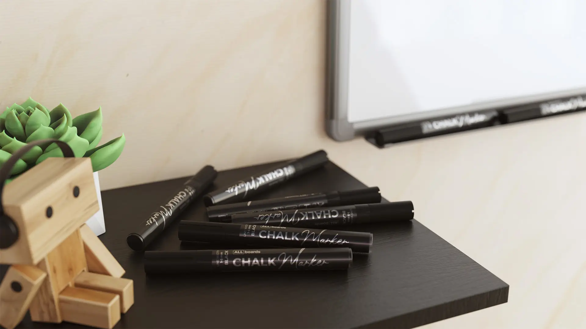 ALLboards Chalk Marker Set - 4 pcs, Black - Image 9