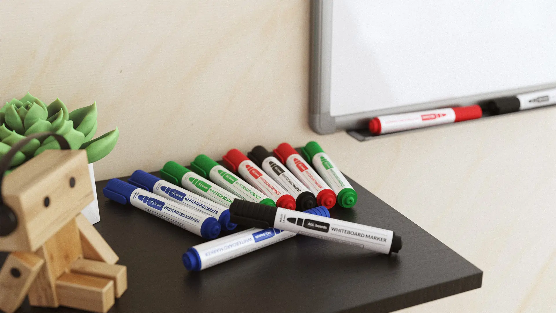 ALLboards Whiteboard Marker Set - 4 Colours: Black, Green, Blue, Red - Image 8