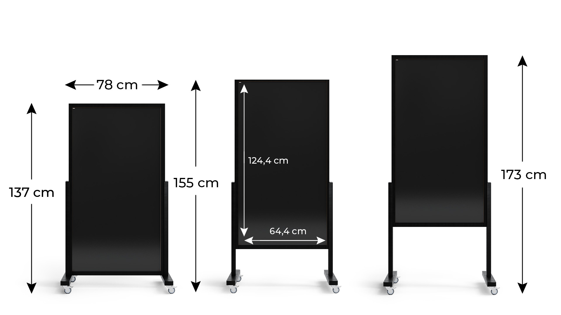 VERTboard Vertical Mobile Chalkboard 137x78 cm in Black Wooden Frame - Image 4