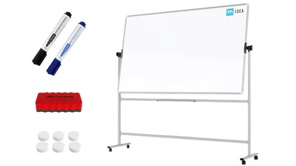 TM Idea Mobile Whiteboard – Double-Sided, Rotating, Magnetic, Dry-Wipe – 200x120 cm - FLEX Series