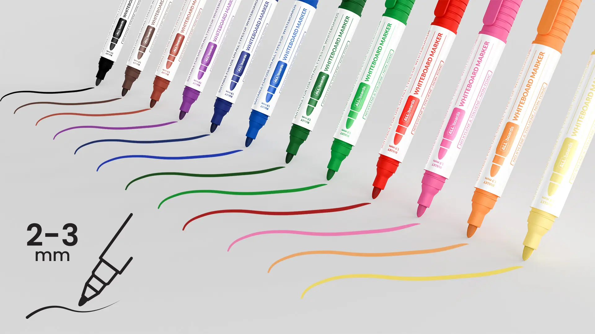 ALLboards Dry-wipe Whiteboard Marker Set - 12 Colours (12 pcs) - Image 5