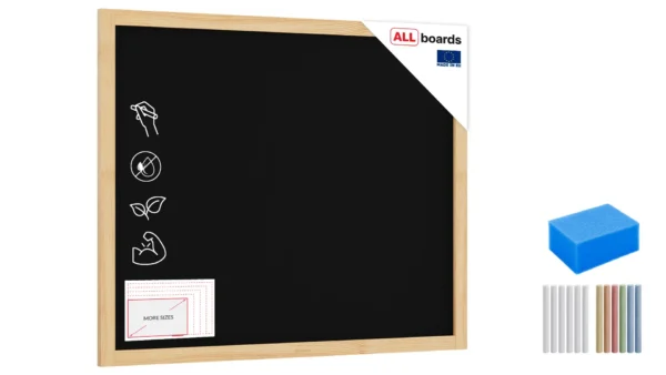 Black chalkboard 100x80 cm natural wooden frame