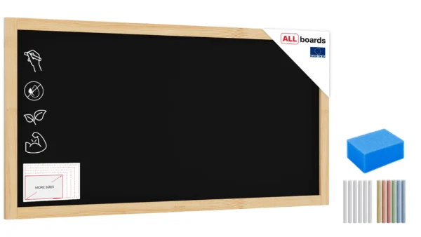 Black chalkboard 120x60 cm natural wooden frame