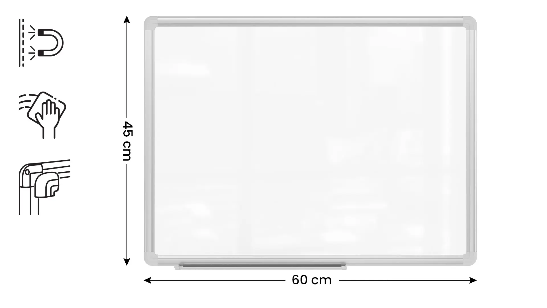 Whiteboard dry erase magnetic surface aluminium frame 60x45 cm PREMIUM EXPO