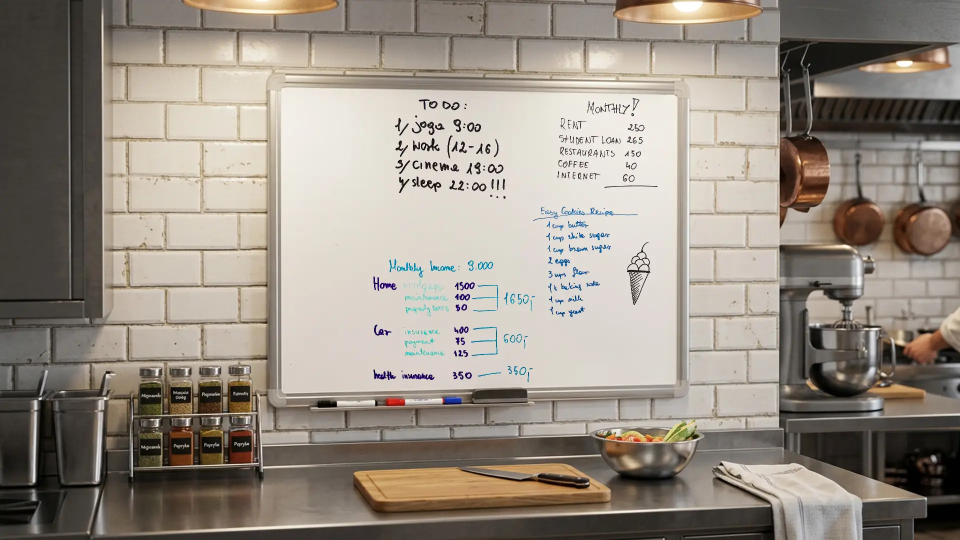 Whiteboard dry erase magnetic surface aluminium frame 60x45 cm PREMIUM EXPO + FREE Accessory Set - Image 9