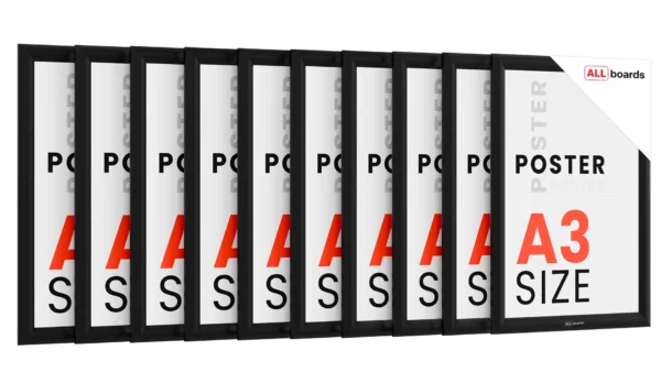 10x Snap Frame Poster Holder – Black Aluminium Frame - A3 size