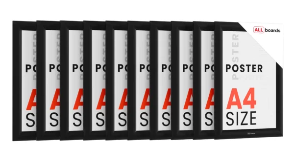 10x Snap Frame Poster Holder – Black Aluminium Frame - A4 size