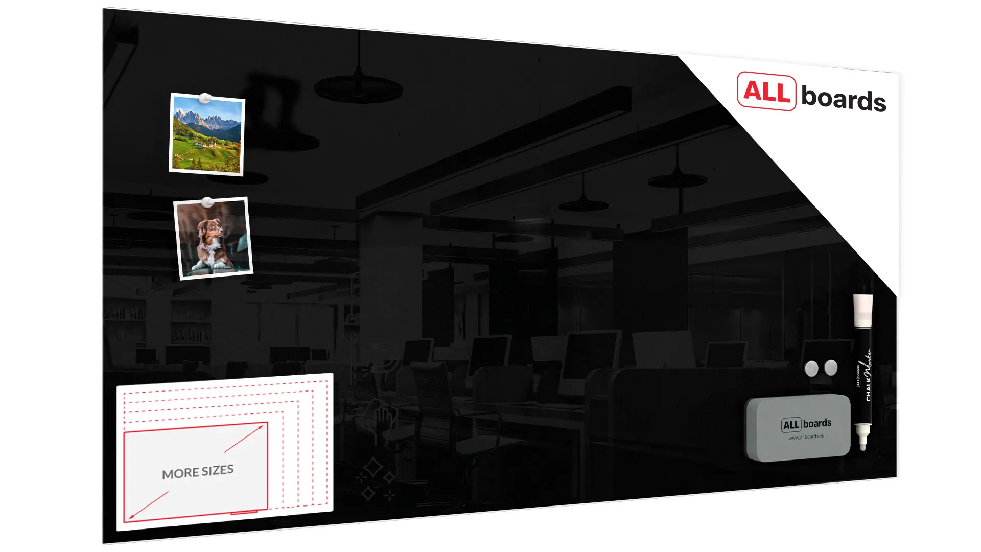 Magnetic glass board 120×60 cm BLACK + with Bonus Accessories