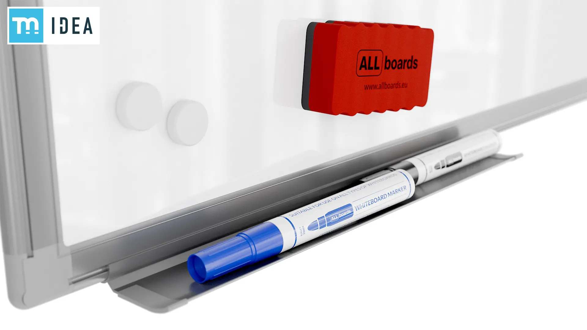 Magnetic Dry-Wipe Whiteboard 120x60 cm in Aluminium Frame + Accessory Set – TM IDEA® Flex Series - Image 6
