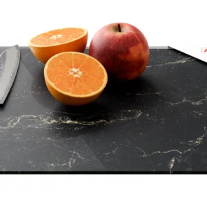 Glass chopping board 30 × 40 cm - BLACK MARBLE Kitchen board, protective panel, glass serving tray
