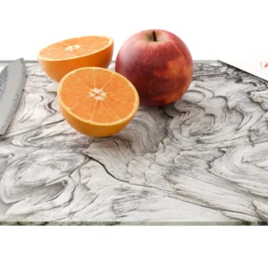 Glass chopping board 30 × 40 cm - PETRIFIED WOOD Kitchen board, protective panel, glass serving tray