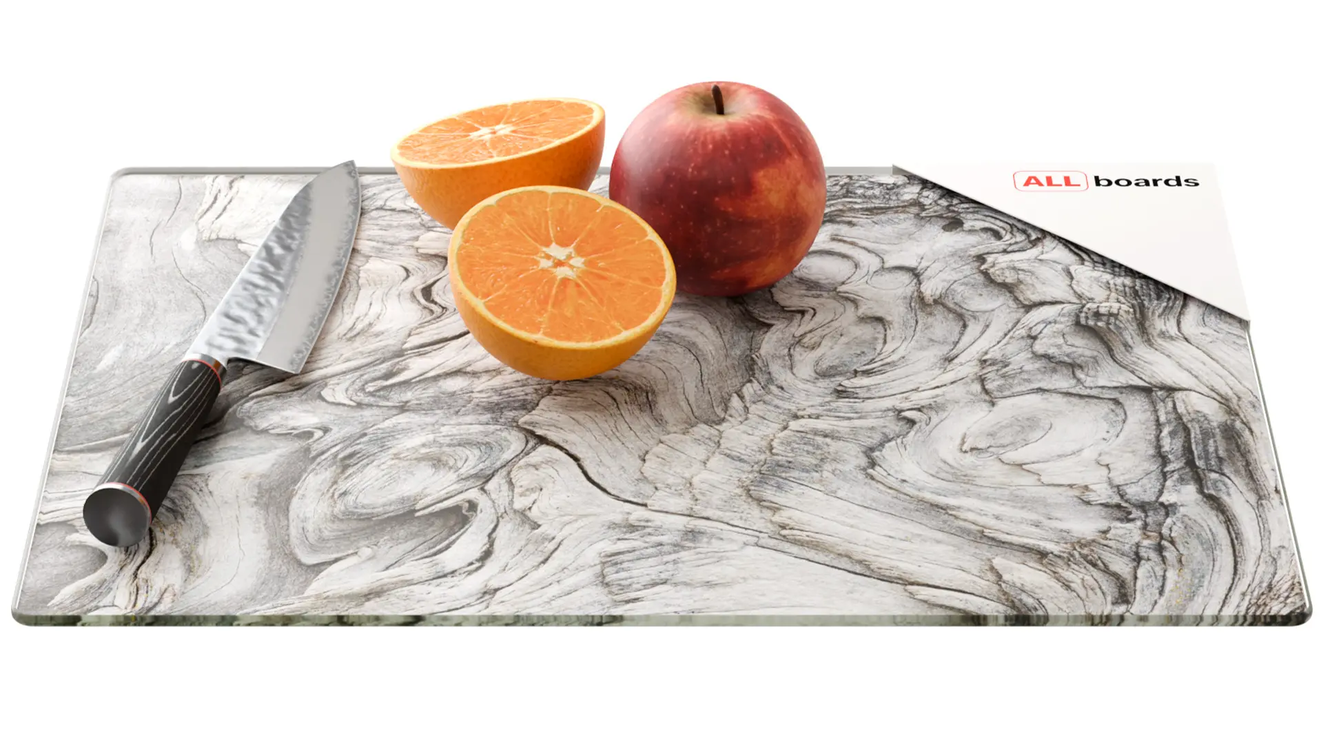 Glass chopping board 30 × 40 cm - PETRIFIED WOOD Kitchen board, protective panel, glass serving tray