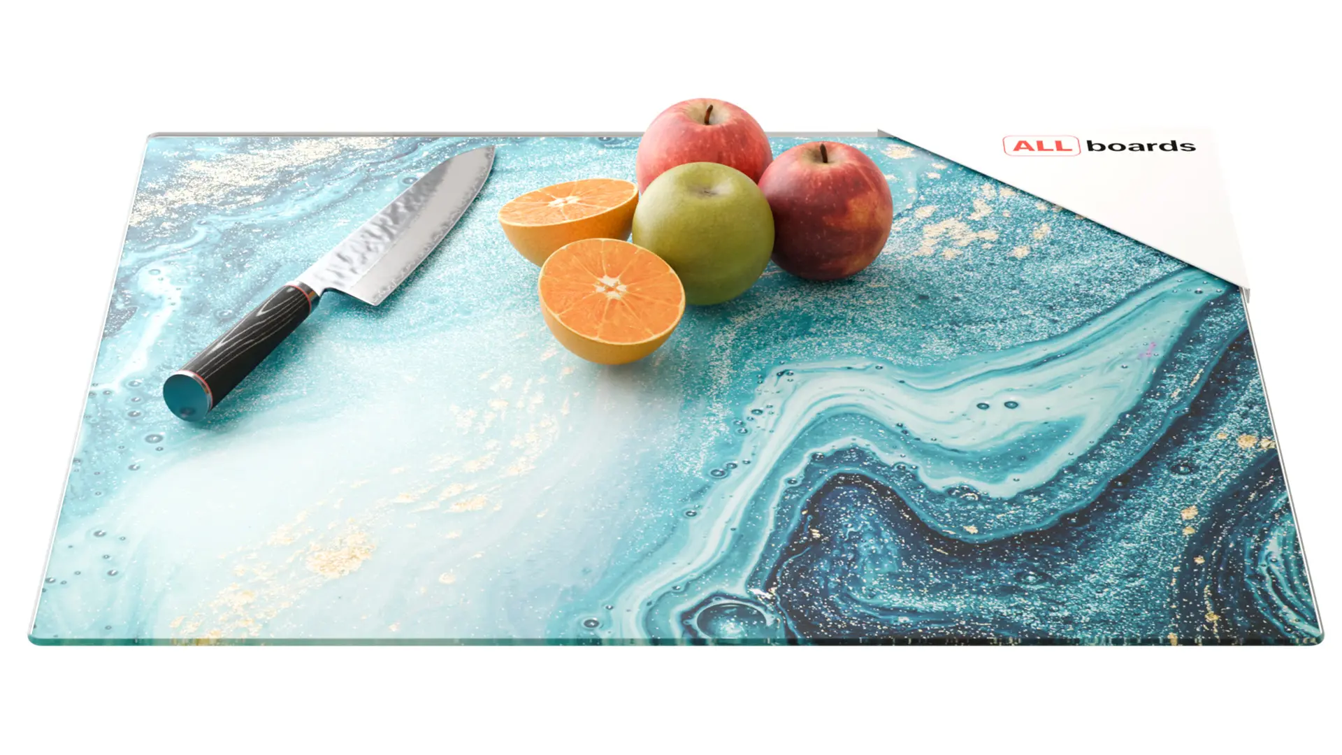 Glass Chopping Board / Hob Cover 60 × 52 cm - Blue & Gold