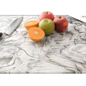 Glass Chopping Board / Hob Cover 60 × 52 cm - PETRIFIED WOOD