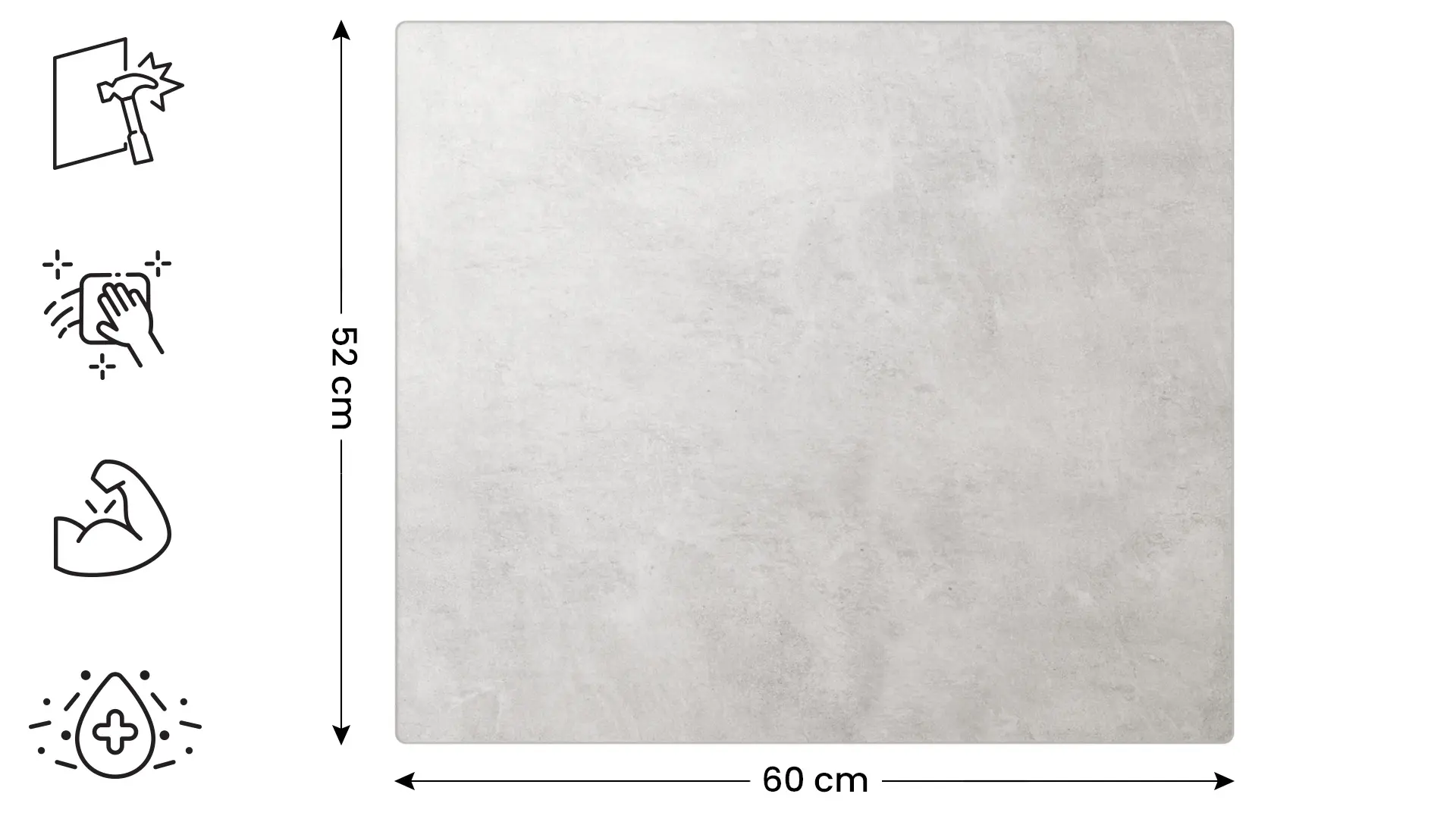 Glass Chopping Board / Hob Cover 60 × 52 cm - CONCRETE II - Image 2