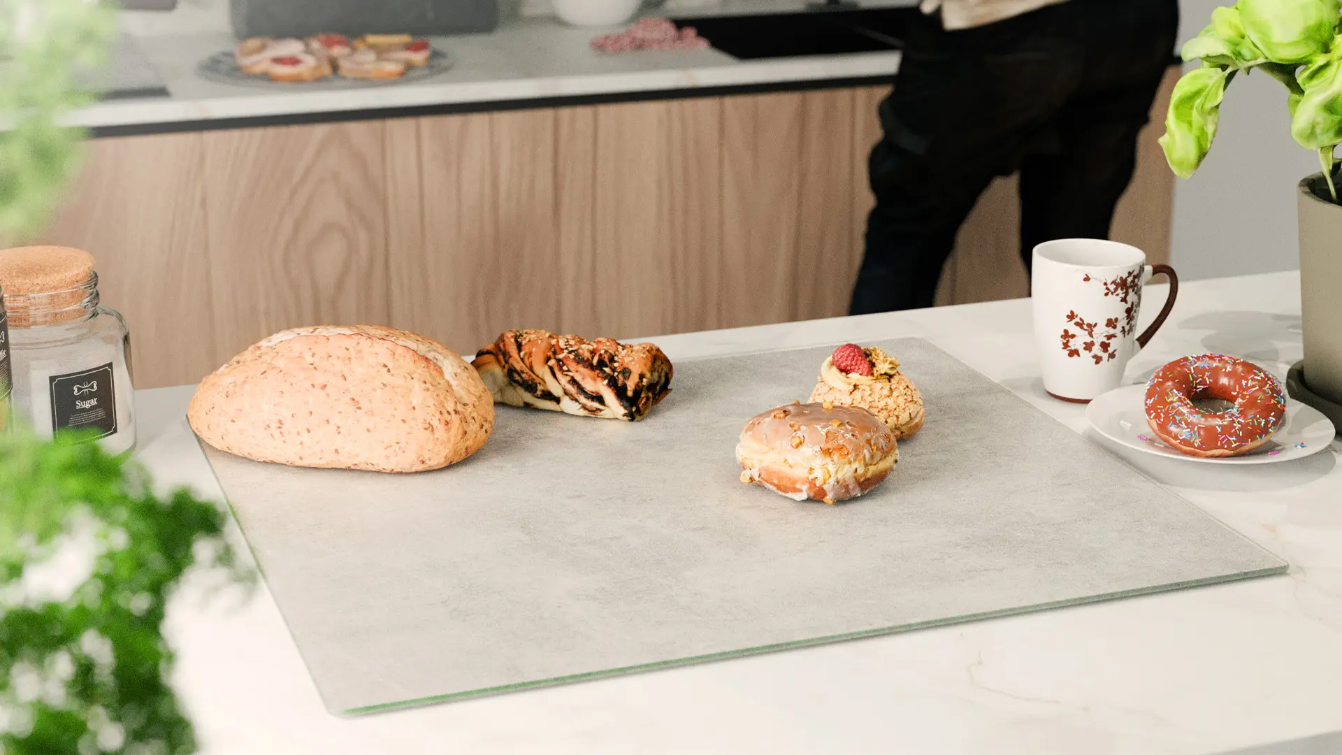 Glass Chopping Board / Hob Cover 60 × 52 cm - CONCRETE II - Image 4