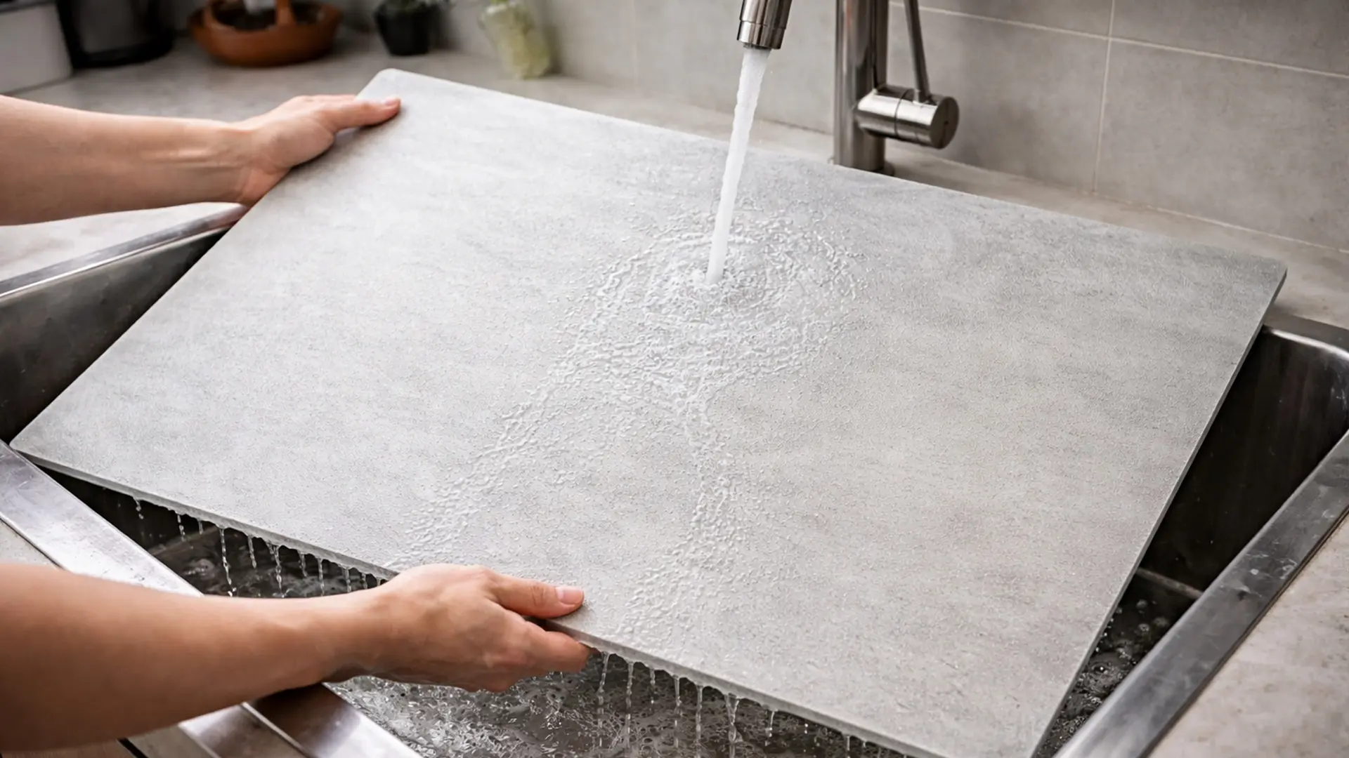 Glass Chopping Board / Hob Cover 60 × 52 cm - CONCRETE II - Image 7