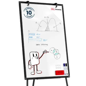 Dry-wipe Magnetic Flipchart 90 × 60 cm - Black + FREE Accessories