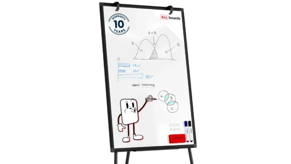 Dry-wipe Magnetic Flipchart 90 × 60 cm - Black + FREE Accessories