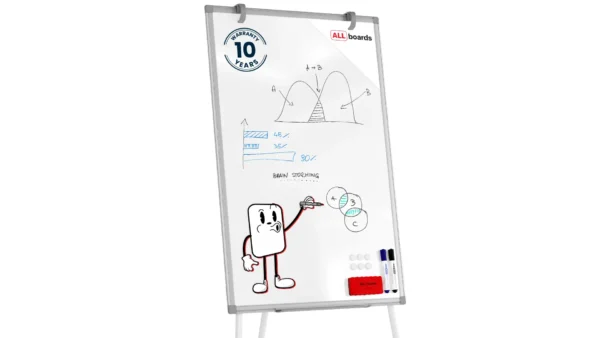 Dry-wipe Magnetic Flipchart 90 × 60 cm - Silver + FREE Accessories