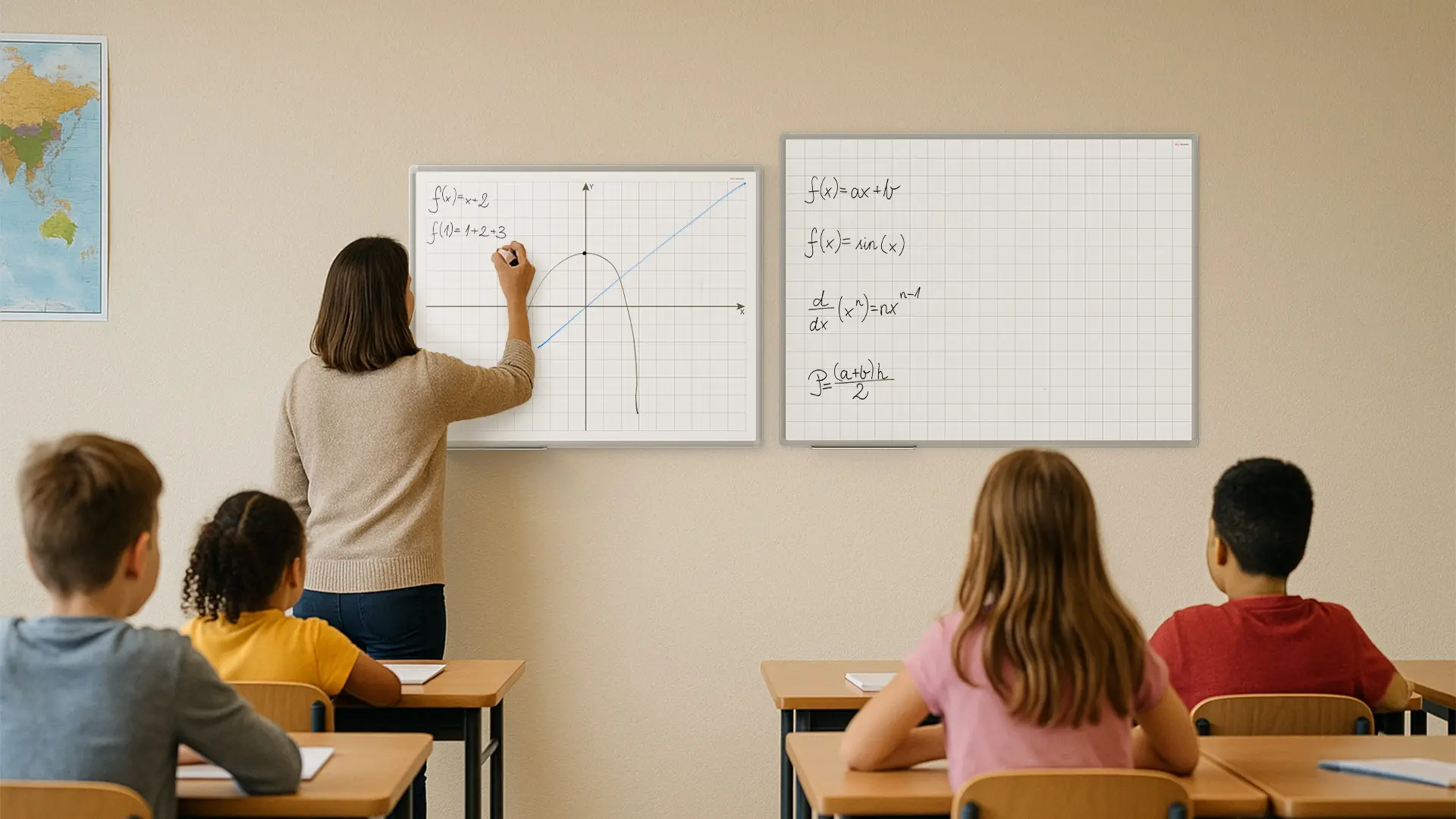 White magnetic dry-wipe board 100 × 80 cm with printed coordinate grid - Image 3