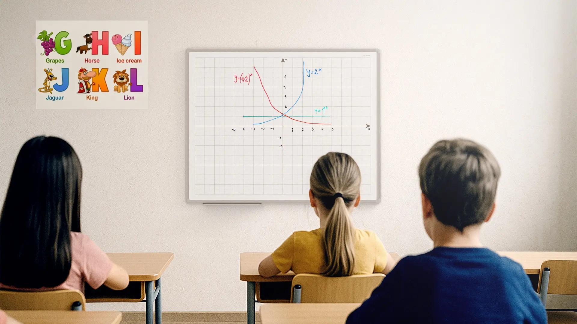White magnetic dry-wipe board 100 × 80 cm with printed coordinate grid - Image 4