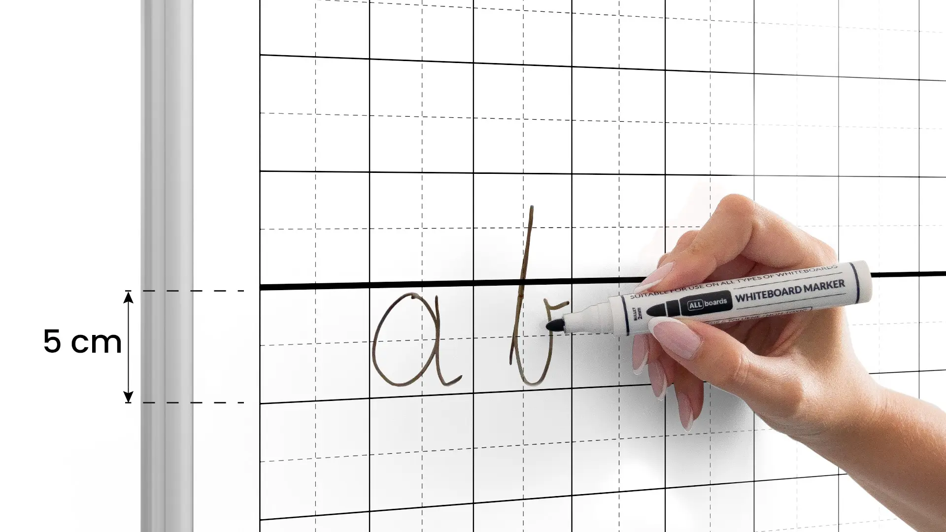 White magnetic dry-wipe board 100 × 80 cm with printed coordinate grid - Image 5
