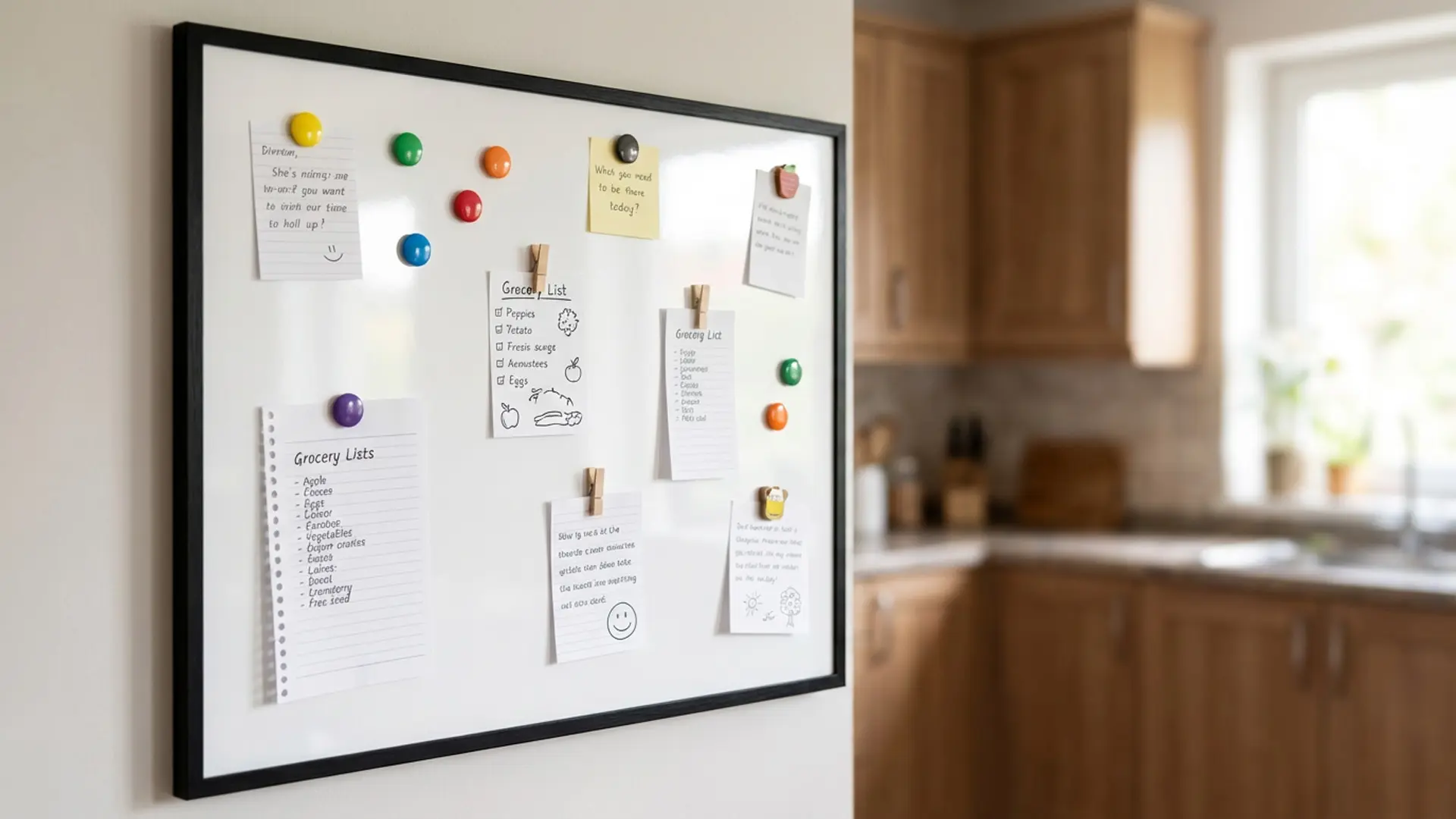 Whiteboard dry erase magnetic surface, black wooden frame 120x90 cm - Image 4