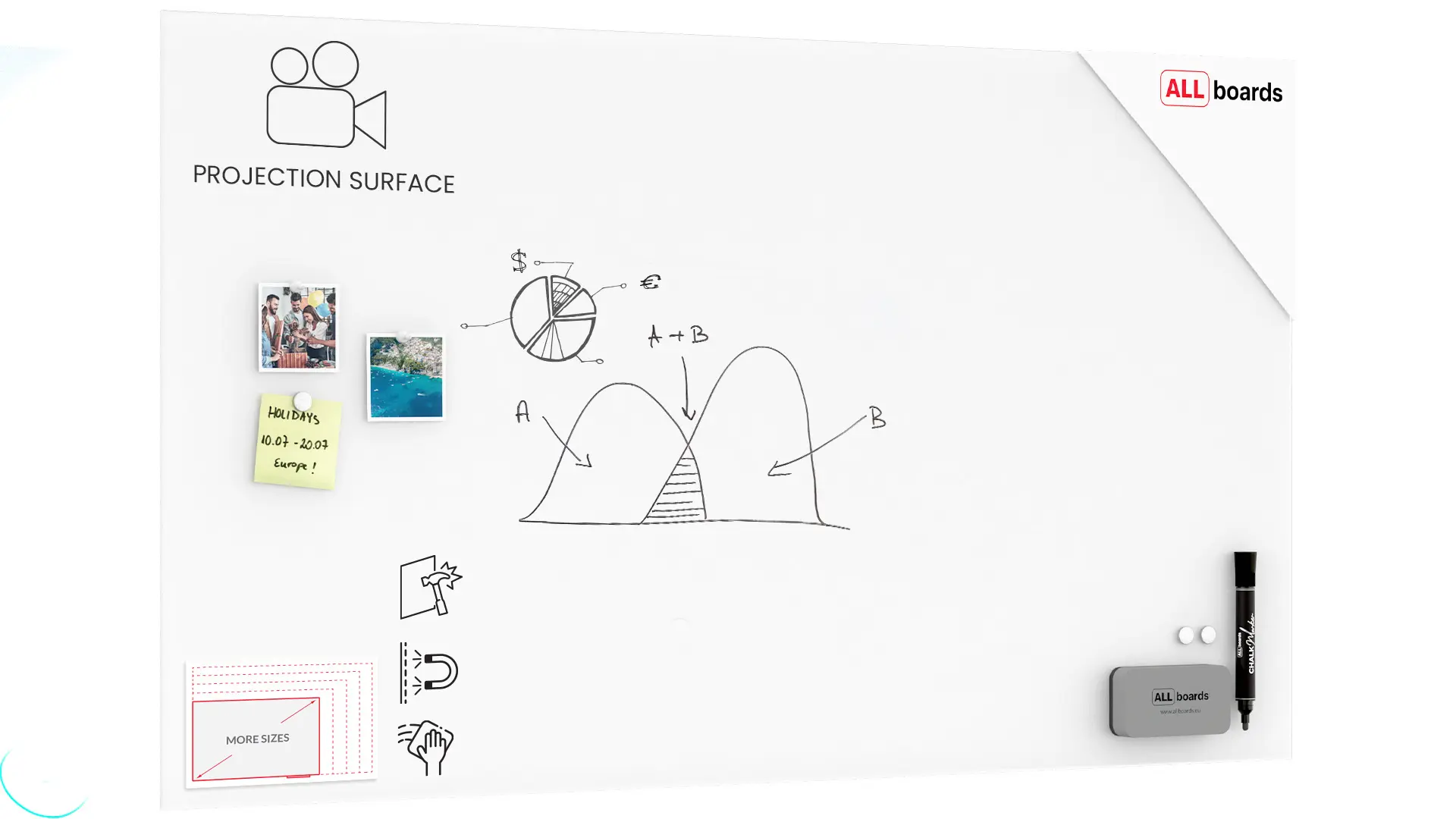 Matte Magnetic Projection Glass Board 140×80 cm + FREE Accessories