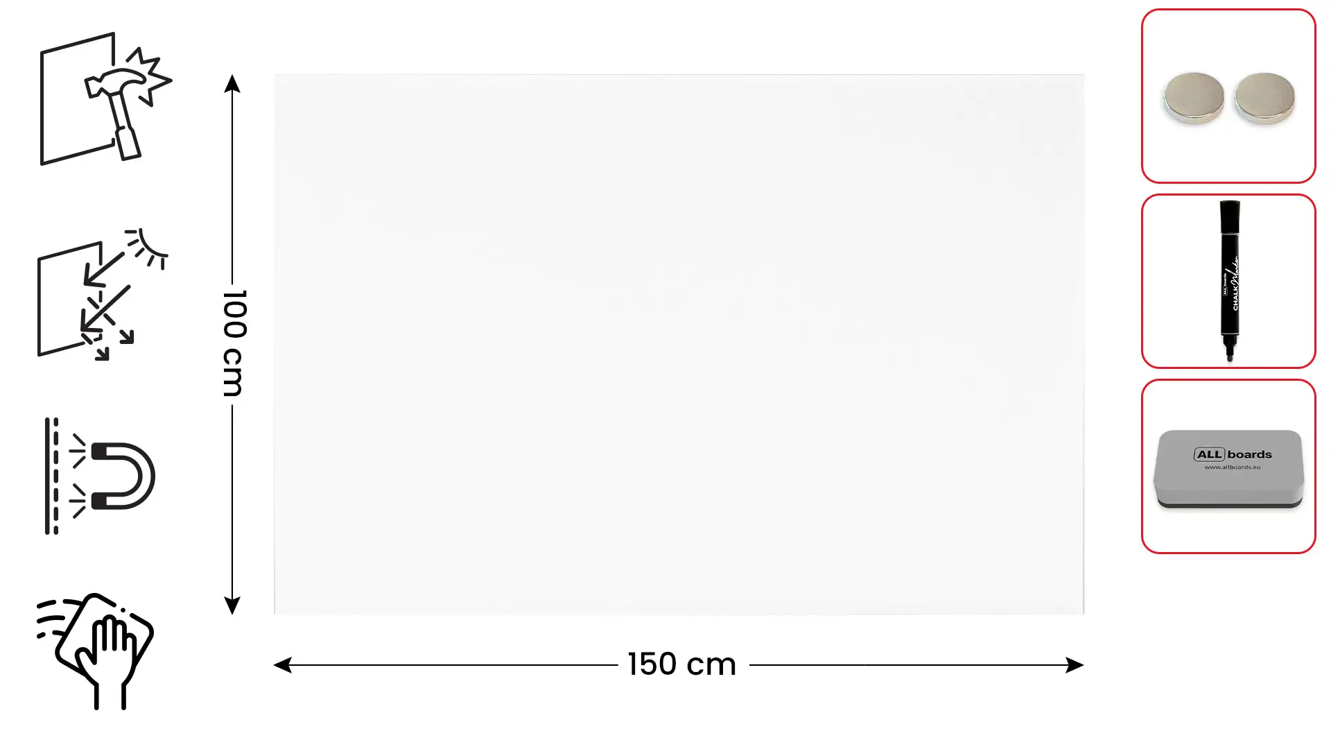 Matte Magnetic Glass Board 150x100 cm + FREE Accessories - Image 2