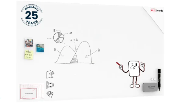 Matte Magnetic Glass Board 180x100 cm + FREE Accessories